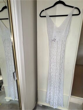 White Crochet Maxi Dress - Lightweight Sleeveless Beach Cover-Up